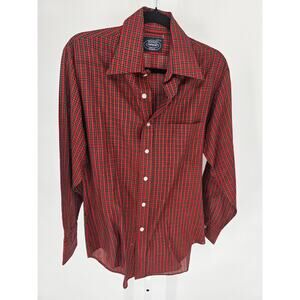 Alumni Club by Campus Mens Sz M Long Sleeve Button Up Dress Shirt Red Plaid